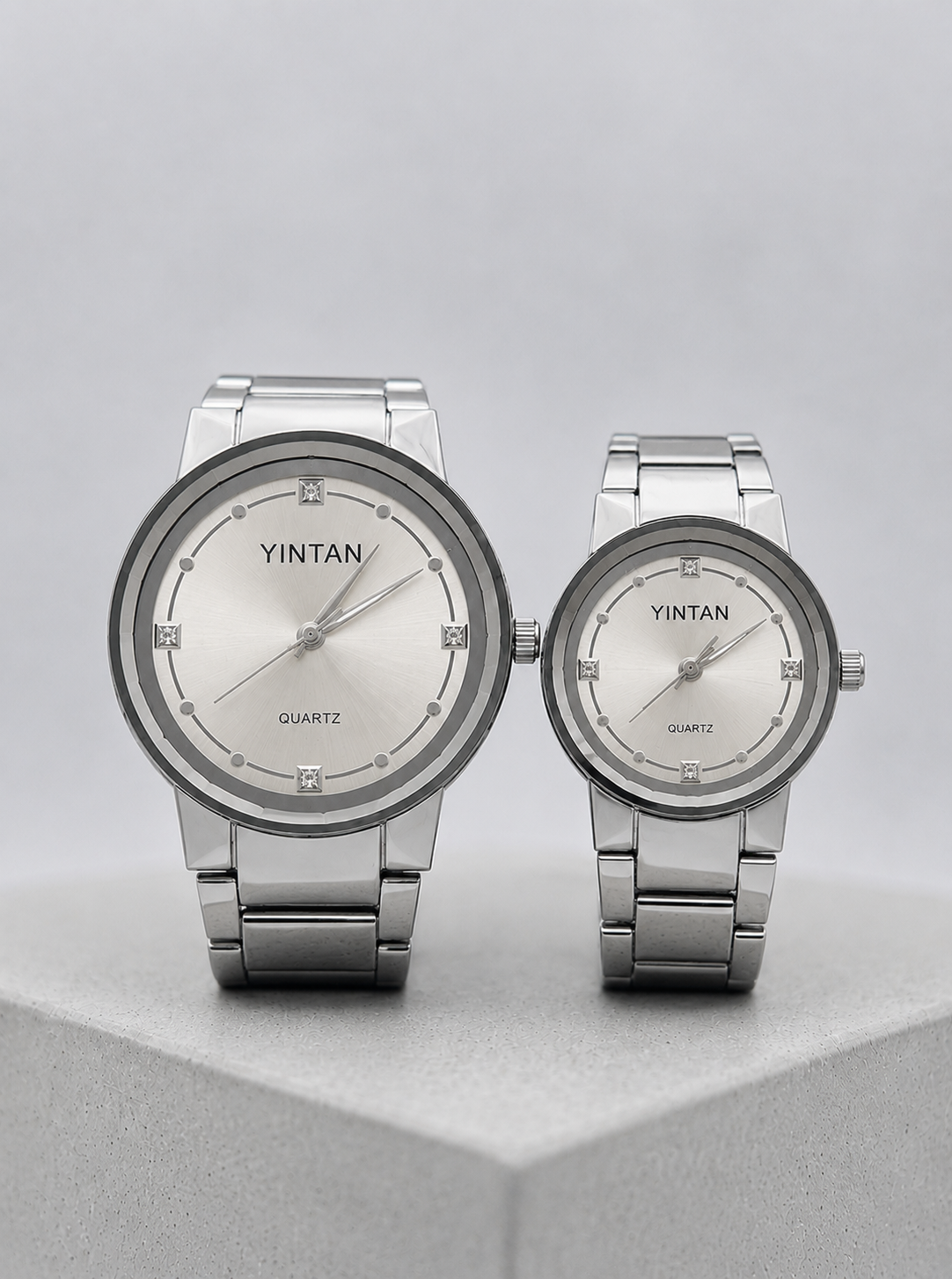 Silver Couple Watch Set