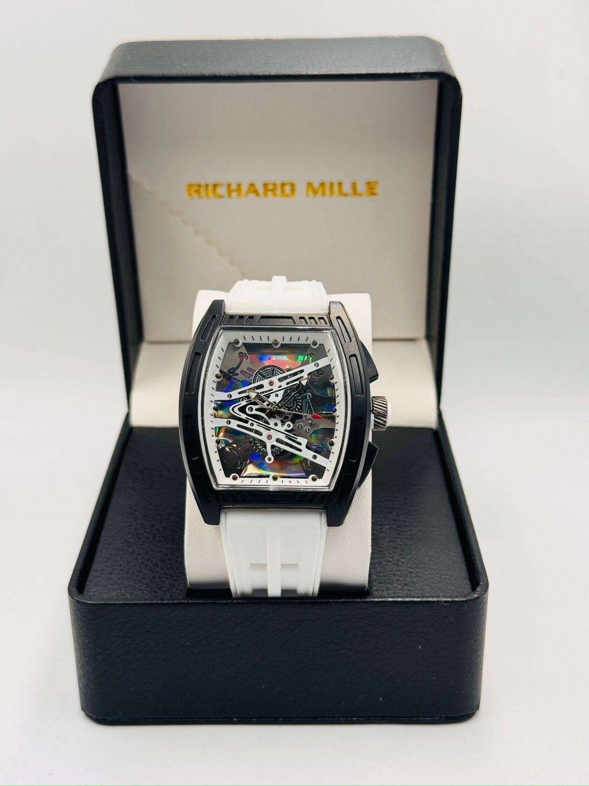 Richard Mille-Style Skeleton White Strap Watch