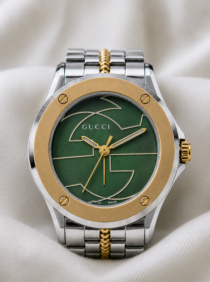 Gucci Two-Tone Green Watch