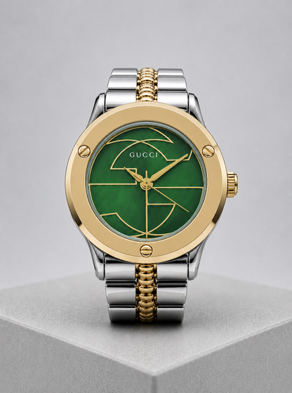 Gucci Two-Tone Green Watch