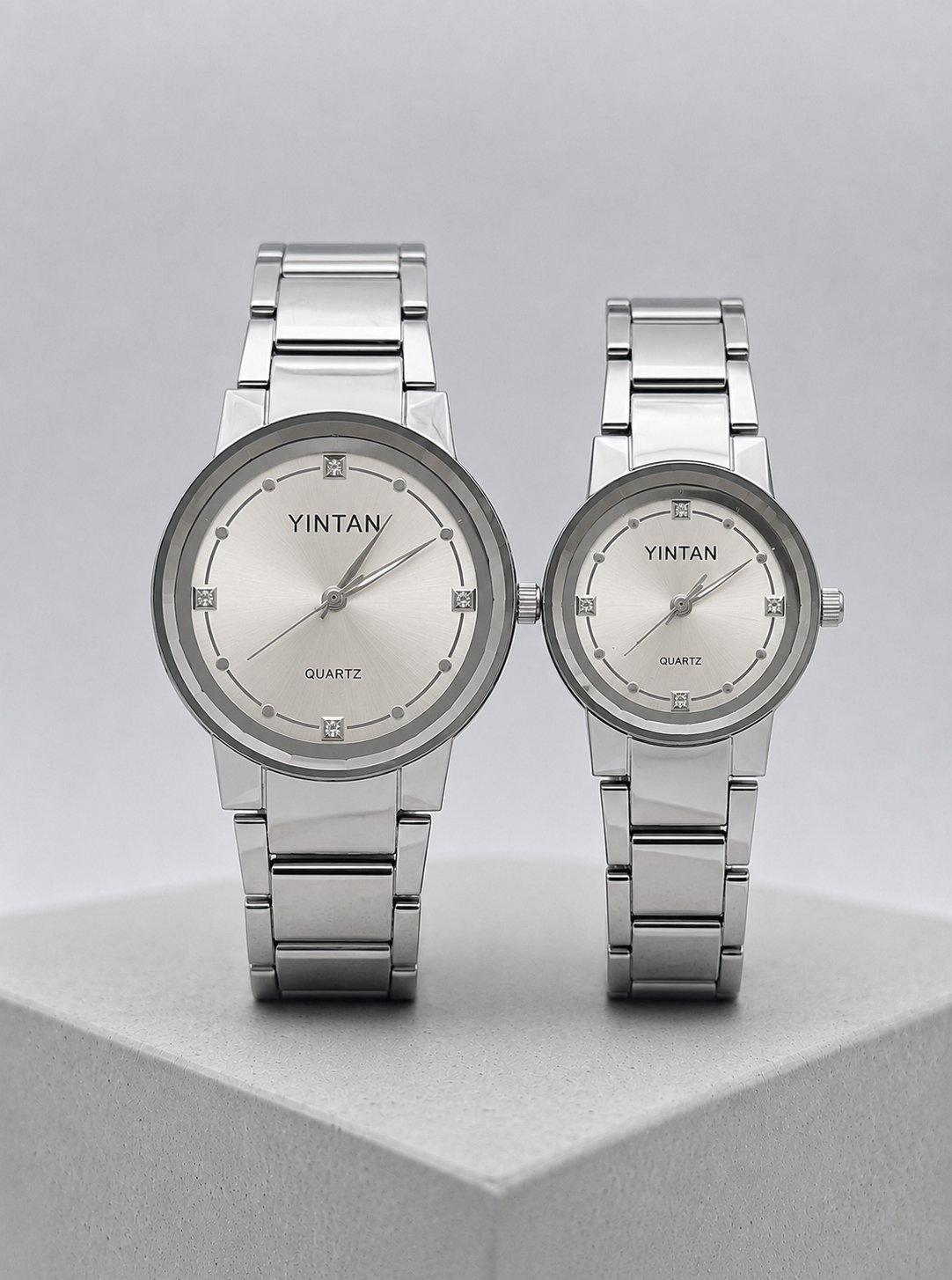 Silver Couple Watch Set