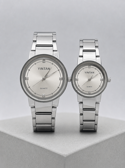 Silver Couple Watch Set