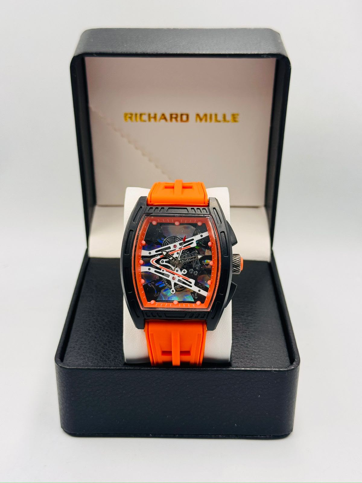 Richard Mille-Style Skeleton White Strap Watch
