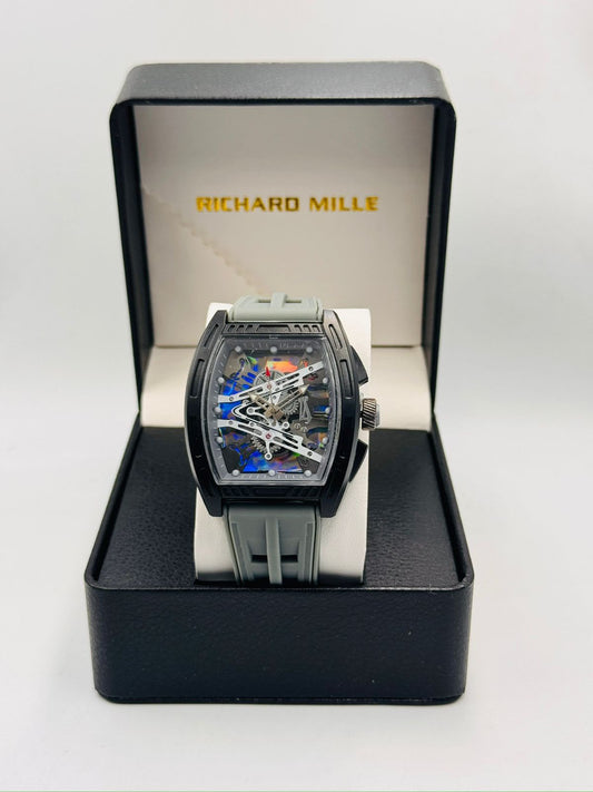 Richard Mille-Style Skeleton White Strap Watch