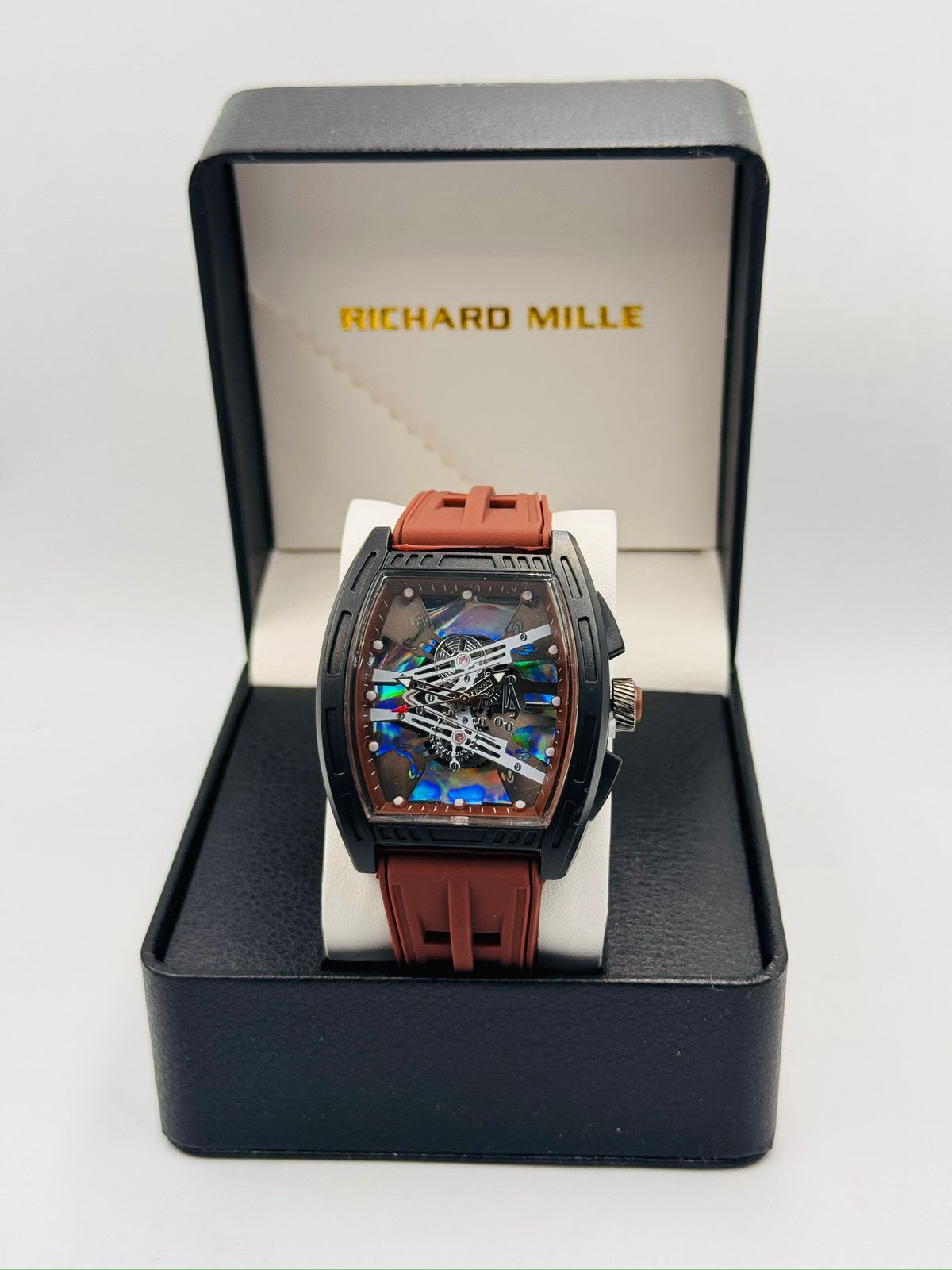 Richard Mille-Style Skeleton White Strap Watch
