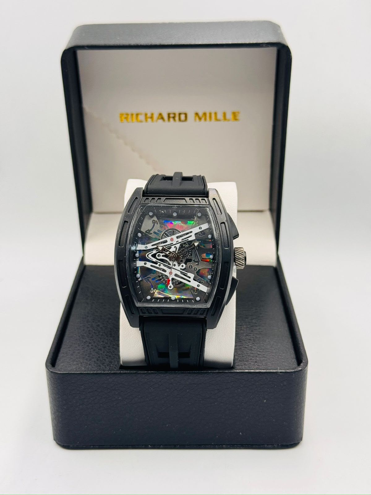 Richard Mille-Style Skeleton White Strap Watch