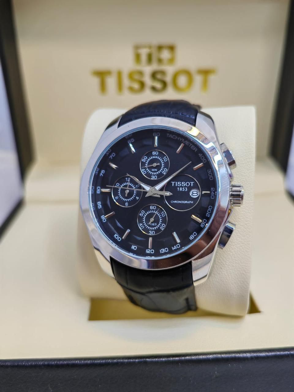 Tissot-Style Chronograph Black Dial Watch
