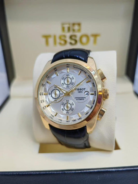 Tissot-Style Chronograph Black Dial Watch