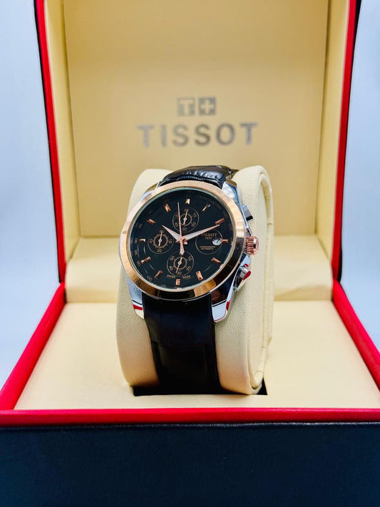 Tissot-Style Chronograph Black Dial Watch