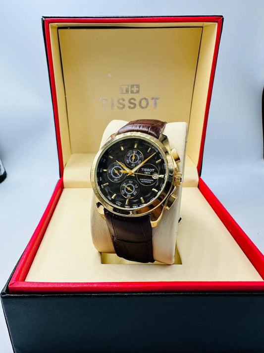 Tissot-Style Chronograph Black Dial Watch