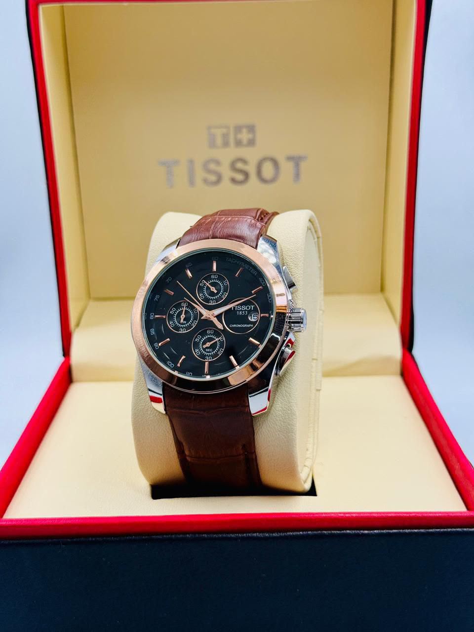 Tissot-Style Chronograph Black Dial Watch