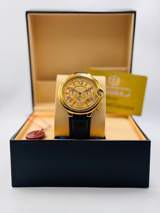Cartier Ballon Bleu Chronograph Leather Strap Watch