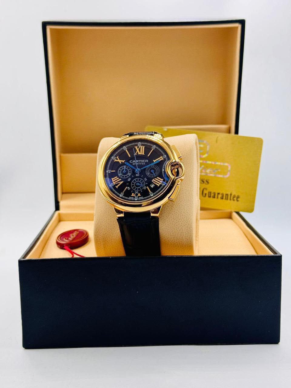 Cartier Ballon Bleu Chronograph Leather Strap Watch
