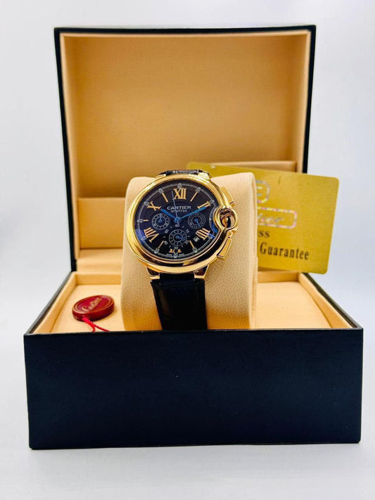 Cartier Ballon Bleu Chronograph Leather Strap Watch