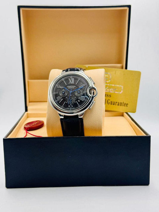 Cartier Ballon Bleu Chronograph Leather Strap Watch