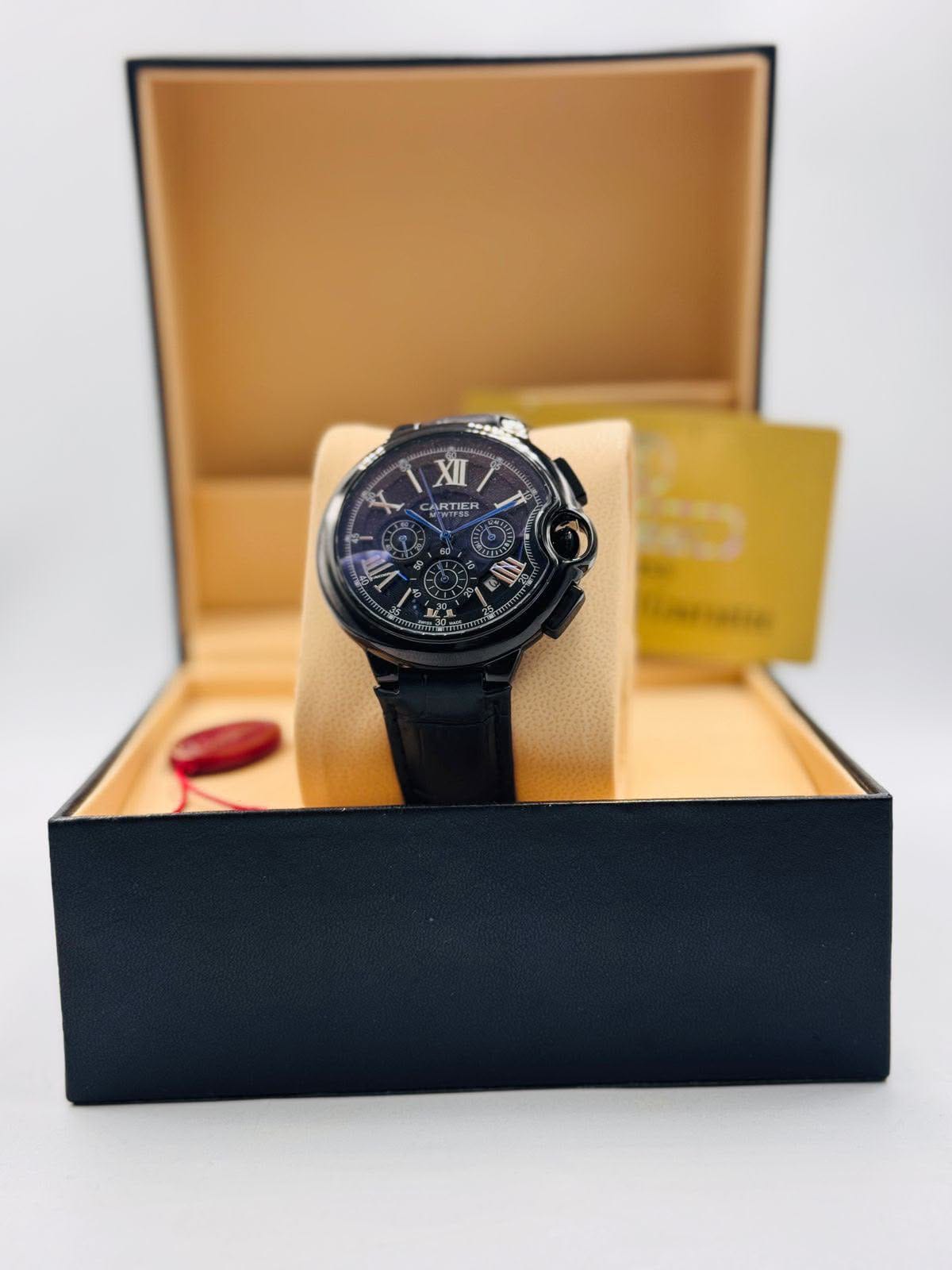Cartier Ballon Bleu Chronograph Leather Strap Watch