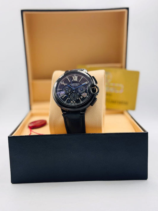 Cartier Ballon Bleu Chronograph Leather Strap Watch