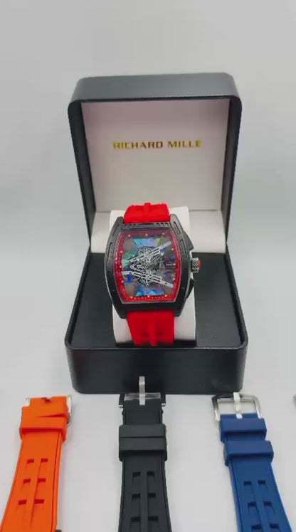 Richard Mille-Style Skeleton White Strap Watch